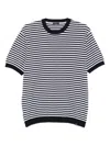 Paul & Shark Striped Short Sleeve Crew Neck Sweater In Blue