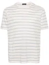 Paul & Shark T Shirt In Lino Jersey A Righe In White