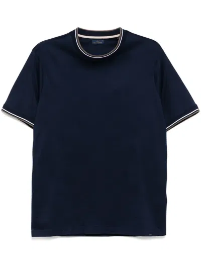 Paul & Shark Striped-tipping T-shirt In Blue