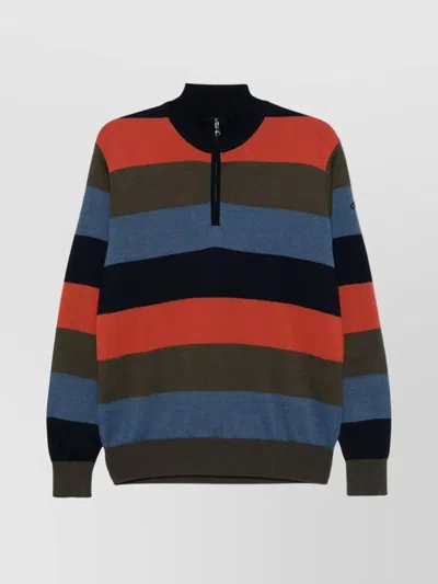 PAUL & SHARK STRIPED WOOL SWEATER HALF ZIP