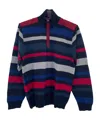 Paul & Shark Striped Zipper Sweater In Black