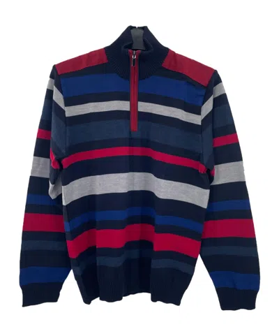 Paul & Shark Striped Zipper Sweater In Black