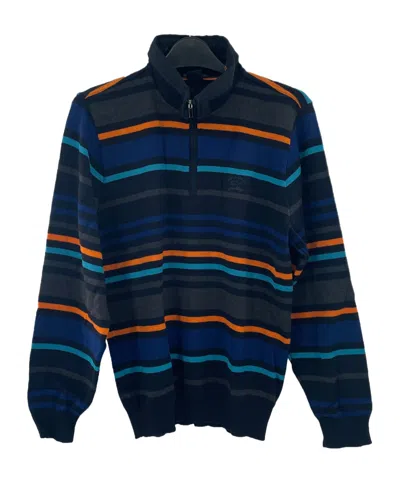 Paul & Shark Striped Zipper Sweater In Black