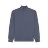 Paul & Shark Summer Wool Half-zip Sweater With Alcantara® Details In Azzurro Jeans