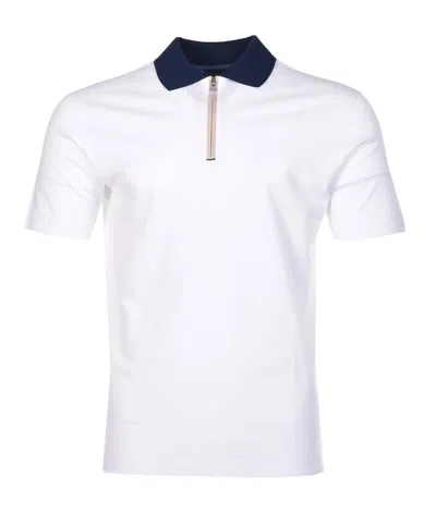 Paul & Shark Super Soft S/s Quarter Zip Polo Shirt White