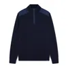 Paul & Shark Maglia Mezza Zip In Fresco Cotone Con Dettagli In Lino In Blu