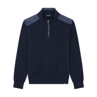 PAUL & SHARK SWEATER IN FRESH COTTON WITH DENIM DETAILS