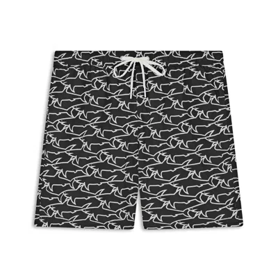 Paul & Shark Costume Da Bagno Con Stampa Shark All-over In Nero Squali Bianchi