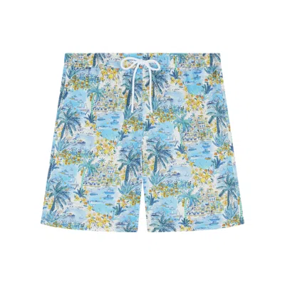 Paul & Shark Costume Da Bagno Con Stampa Capri In Stampa Palme Capri