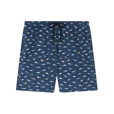Paul & Shark Costume Da Bagno Con Stampa Shark Multicolor In Blu Squali Colorati