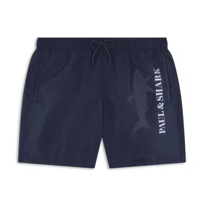 Paul & Shark Costume Da Bagno Con Stampa Logo Reflective In Blu