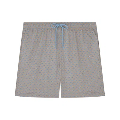 Paul & Shark Costume Da Bagno Con Stampa Shark In Beige Con Squalo Azzurro