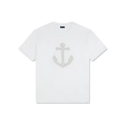 Paul & Shark T-shirt In Jersey Di Cotone Con Ricamo Ancora In Panna Chiaro