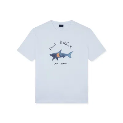 Paul & Shark T-shirt In Jersey Di Cotone Con Stampa Logo Moon In Bianco