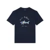 Paul & Shark T-shirt In Jersey Di Cotone Con Stampa Logo Moon In Blu