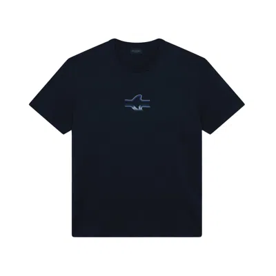 Paul & Shark T-shirt In Supima® Cotton Jersey With Fin Embroidery In Blu