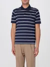 Paul & Shark Black Short Sleeve Striped Polo In Blue