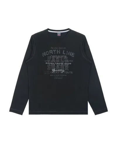 Paul & Shark T-shirt With Round Neck And Long Sleeves In Black