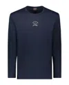 Paul & Shark T-shirt With Round Neck And Long Sleeves In Black