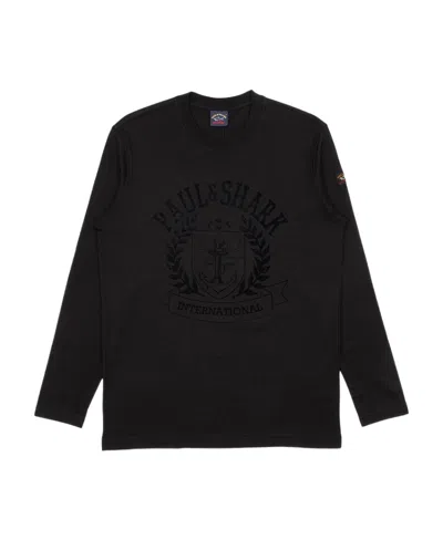 Paul & Shark T-shirt With Round Neck And Long Sleeves In Black
