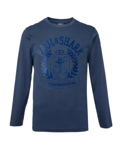 Paul & Shark T-shirt With Round Neck And Long Sleeves In Blue