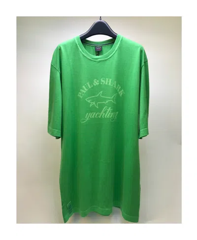 Paul & Shark T-shirt With Round Neck And Short Sleeves Logo In Green