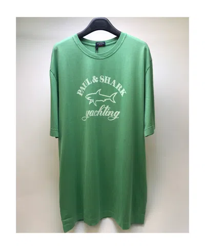 Paul & Shark T-shirt With Round Neck And Short Sleeves Logo In Green