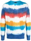 Paul & Shark Pull Ras Du Cou En Coton Tie-dye In Blue