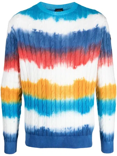 Paul & Shark Pull Ras Du Cou En Coton Tie-dye In Blue