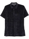 Paul & Shark Collared Velvet Short Sleeve Polo In Blue