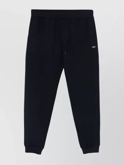 Paul & Shark Trousers Elastic Waistband Ribbed Cuffs In Blue