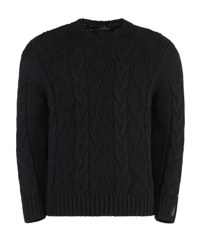 Paul & Shark Twisted Knitted Sweater In Black