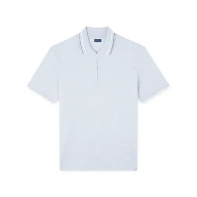 Paul & Shark Polo In Cotone Two Tone Piqué In Bianco E Grigio