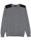 Paul & Shark Wool Crewneck Sweater Contrast Panels In Grey