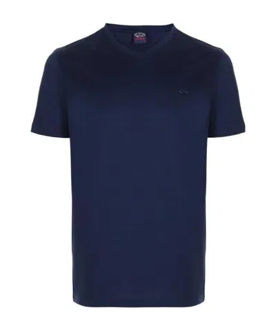 Paul & Shark V-collar Logo T-shirt In Blue