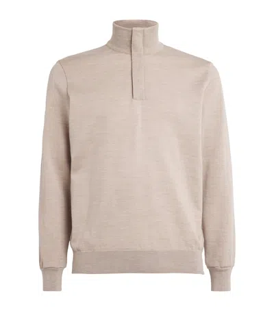 Paul & Shark Virgin Wool Half-zip Sweater In Pink
