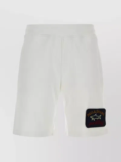 Paul & Shark Waistband Shorts With Pockets And Patch Detailing In White