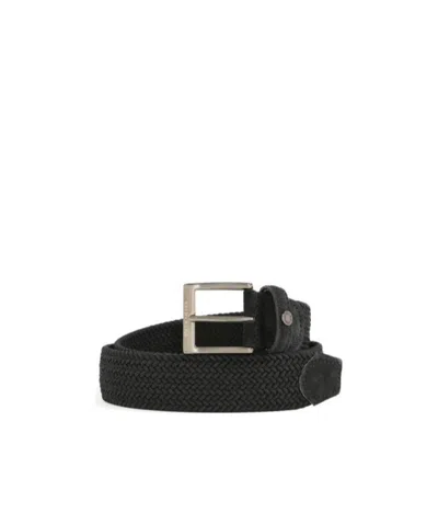 Paul & Shark Weave A Logo Belt In Black