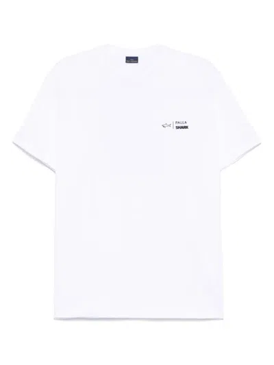 PAUL & SHARK WHITE CREWNECK LOGO T-SHIRT
