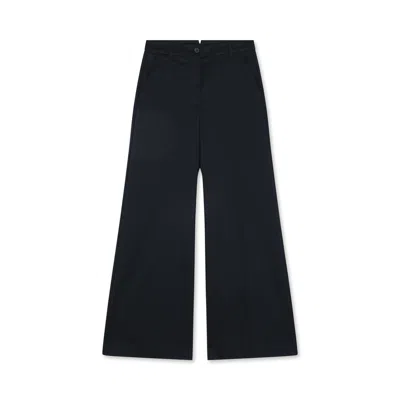 Paul & Shark Pantalone Wide Leg In Raso Di Cotone Stretch In Blu