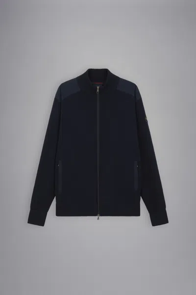 Paul & Shark Cardigan In Lana Con Zip E Badge Iconico In Blu