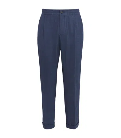 Paul & Shark Wool Pleated Trousers In Navy