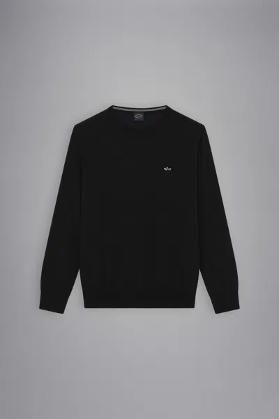 Paul & Shark Maglia In Lana Con Shark Badge In Nero