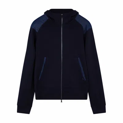 Paul & Shark X-soft Fleece Sweatshirt With Denim Details In Blue