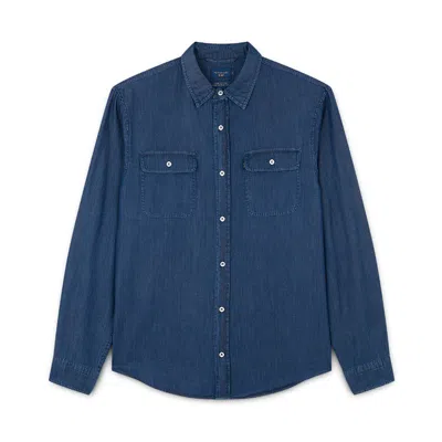 Paul & Shark Camicia X-soft In Giza Cotton Light Denim In Blu Scuro Jeans