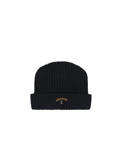 Paul & Shark Yachting Ribbed-knit Wool Beanie In Blue