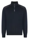 Paul & Shark Ribbed Wool Sweater With Shoulder Detail In Blue