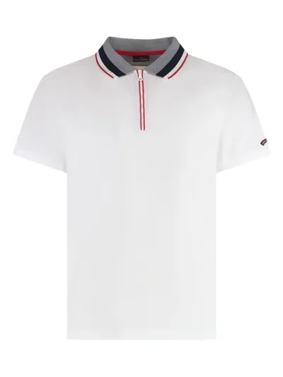 Paul & Shark Zip-up Polo Shirt In Weiss