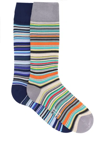 Paul Smith 2-pack Striped Socks In Blue