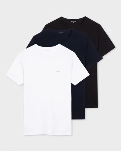 Paul Smith 3 Pack Mens Script Logo T-shirts In Black